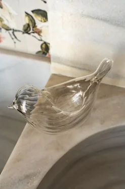 Portavelas De Cristal Con Diseño De Pájaro