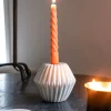 Portavelas De Mármol Con Efecto Plisado