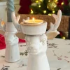 Portavelas De Porcelana Con Diseño De Ciervo Grande