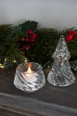 Portavelas Desmontable De Cristal Con Diseño De Árbol Transparente Pequeño