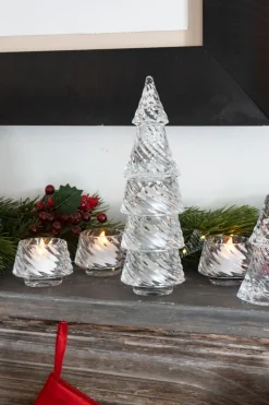Portavelas Desmontable De Cristal Con Diseño De Árbol Transparente Grande