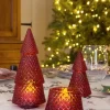 Portavelas Desmontable De Cristal Con Diseño De Árbol Rojo Picos Pequeño
