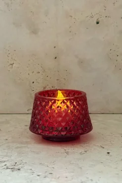 Portavelas Desmontable De Cristal Con Diseño De Árbol Rojo Picos Pequeño