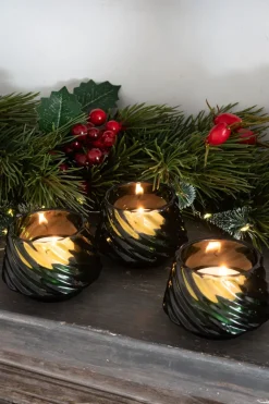Portavelas Desmontable De Cristal Con Diseño De Árbol Verde Grande