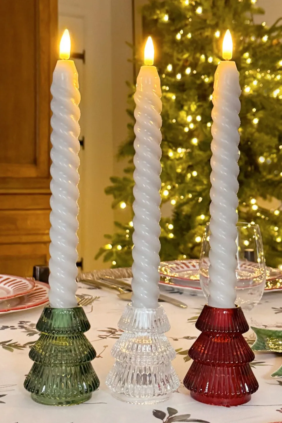 Portavelas Mini De Cristal Con Diseño De Árbol Transparente