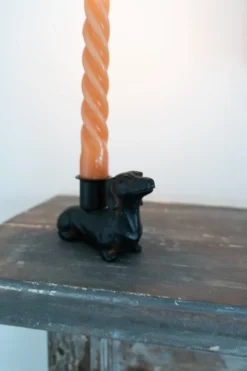 Portavelas Negro Con Diseño De Teckel