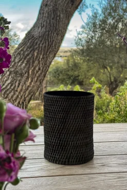 Posa-Botellas De Ratán Negro