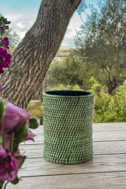Posa-Botellas De Ratán Verde