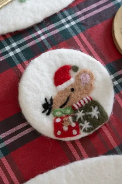 Posavasos De Fieltro Blanco Con Diseño De Ratón Con Regalo