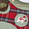 Posavasos De Fieltro Verde Con Diseño De Perro Navideño
