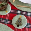 Posavasos De Fieltro Verde Con Diseño De Árbol De Navidad