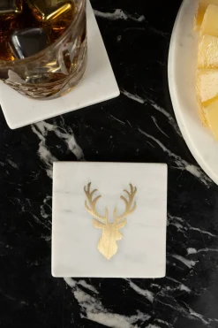 Posavasos De Mármol Con Diseño De Ciervo