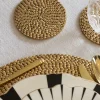 Posavasos Dorado Bordado Con Hilo