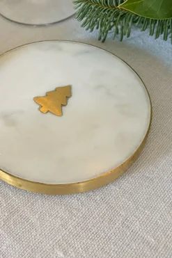 Posavasos Mármol Blanco Con Figura De Árbol