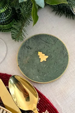 Posavasos Mármol Verde Con Figura De Árbol