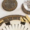 Posavasos Plateado Con Detalles Dorados Bordado Con Cuentas