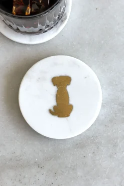 Posavasos Redondo De Mármol Blanco Diseño Teckel