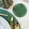 Posavasos Verde Bordado Con Cuentas