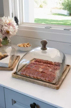 Quesera Cuadrada Con Tapa De Cristal Grande