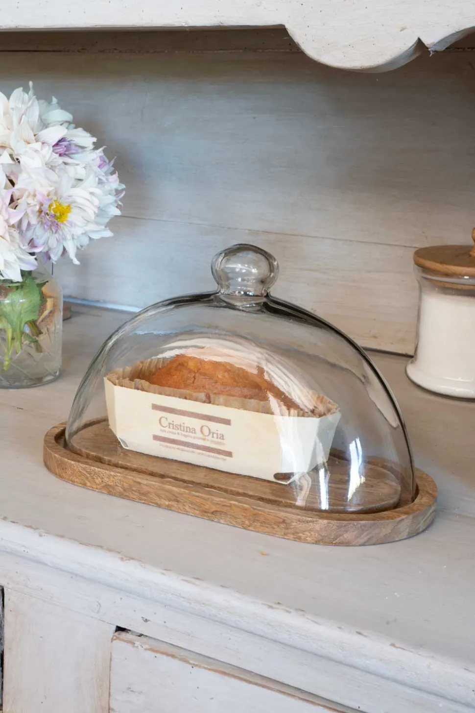 Quesera Oval Con Tapa De Cristal Grande