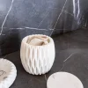 Recipiente De Mármol Con Tapa Y Efecto Plisado