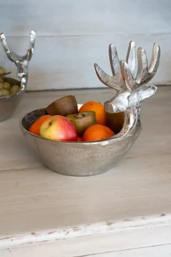 Recipiente Plateado Mediano Con Diseño De Ciervo