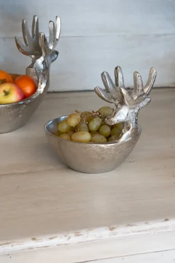 Recipiente Plateado Pequeño Con Diseño De Ciervo