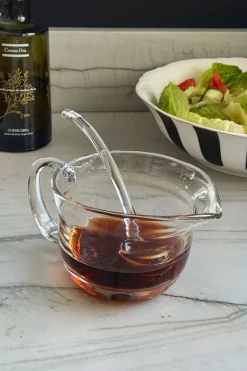 Salsera De Cristal Con Cuchara Y Asa