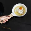 Sartén Blanca Con Mango De Madera Pequeña
