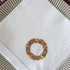 Servilleta Bordada A Mano Con Diseño De Corona De Navidad
