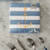Servilletas Azules Con Rayas Y Diseño De Ancla Grandes