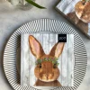 Servilletas Conejo Con Corona De Flores Verdes Grandes