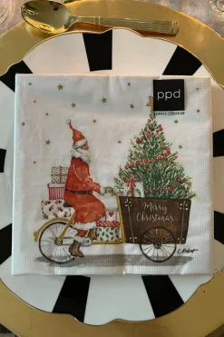 Servilletas Papa Noel en Bicicleta Grandes