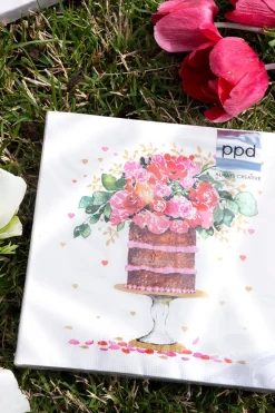 Servilletas Tarta Y Flores Grandes