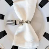 Servilletero Con Diseño De Tenedor Plateado