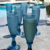 Set 6 Copas Cristal Champagne Azul Oscuro Picos