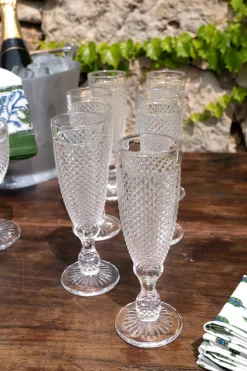 Set 6 Copas Cristal Champagne Transparente Picos