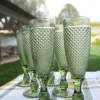 Set 6 Copas Cristal Champagne Verde Picos