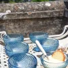 Set 6 Copas Cristal Helado Azul Oscuro Picos