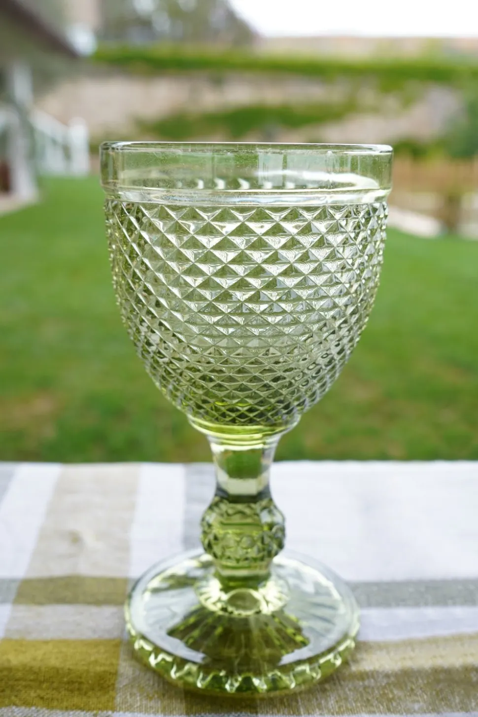 Set 6 Copas Cristal Verde Picos