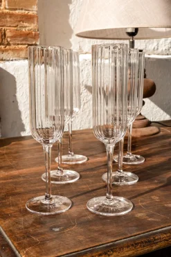 Set 6 Copas De Champagne Cristal Ondas
