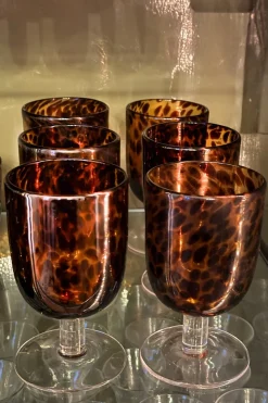 Set 6 Copas De Cristal Con Diseño Moteado