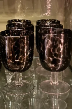 Set 6 Copas De Cristal Con Diseño Moteado
