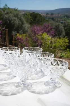 Set 6 Copas De Helado Cristal Transparente Rombos
