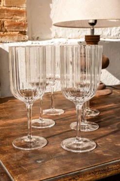 Set 6 Copas De Vino Cristal Ondas