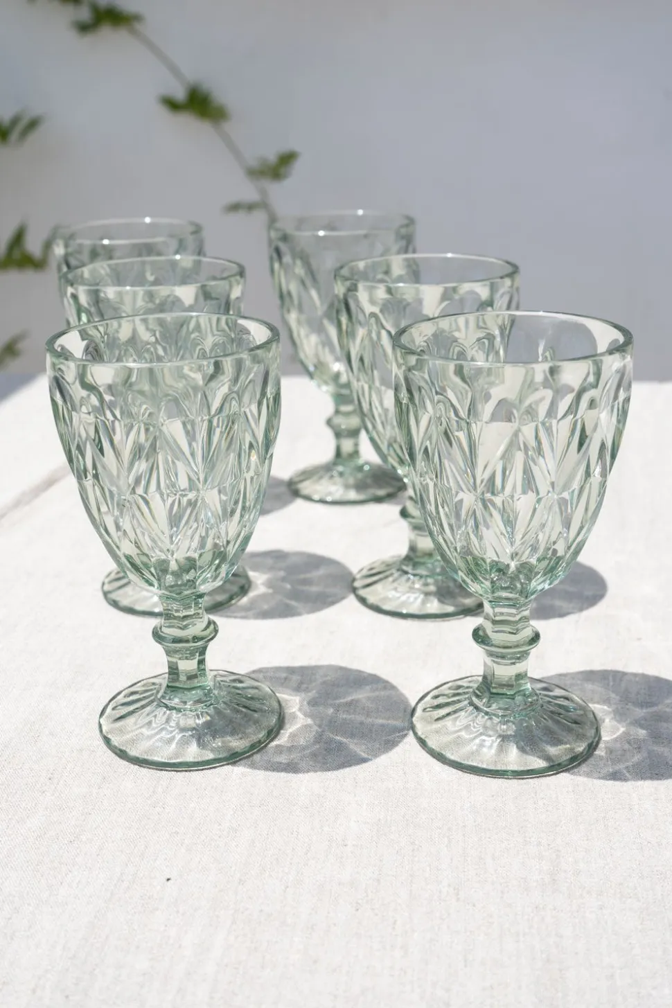 Set 6 Copas Verdes Acrílicas Con Diseño De Rombos