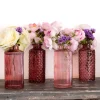Set 4 Floreros De Cristal Rosados