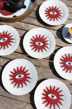 Set 6 Platos De Porcelana Con Diseño Good Luck