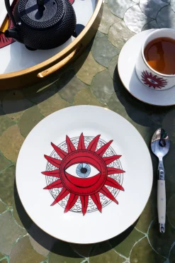 Set 6 Platos De Porcelana Con Diseño Good Luck