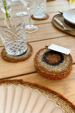Set 6 Posavasos de Seagrass Beige y Naranja